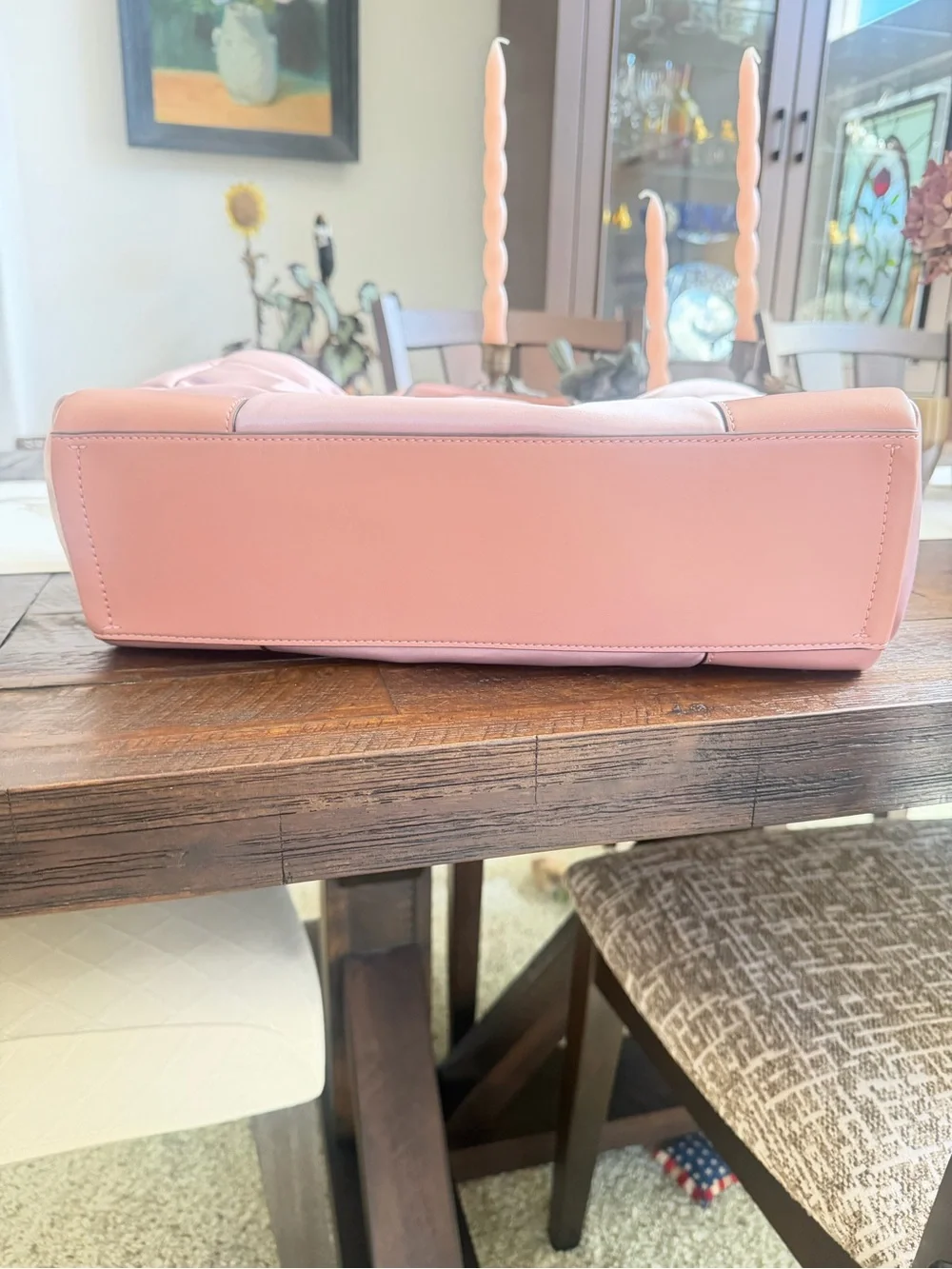 Tory Burch Blush Pink Quilted Logo Satchel
